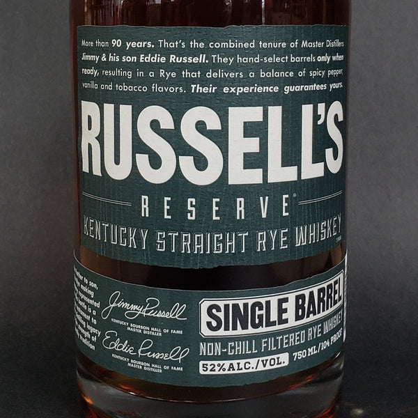 Russel's Reserve Single Barrel Straight Rye Whiskey